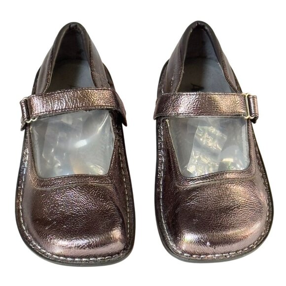 ALEGRIA Belle Women's Metallic Mary Jane Shoes Leather Adjustable Strap Size 37 - Picture 2 of 11
